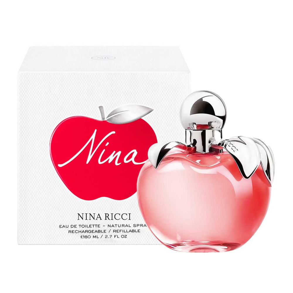 Nina Ricci Nina fragrance 360 view showcases sleek bottle and packaging.