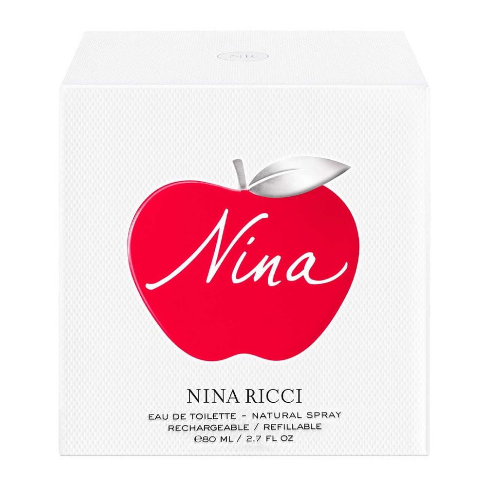 Nina Ricci Nina fragrance bottle close-up highlights the luxe design.