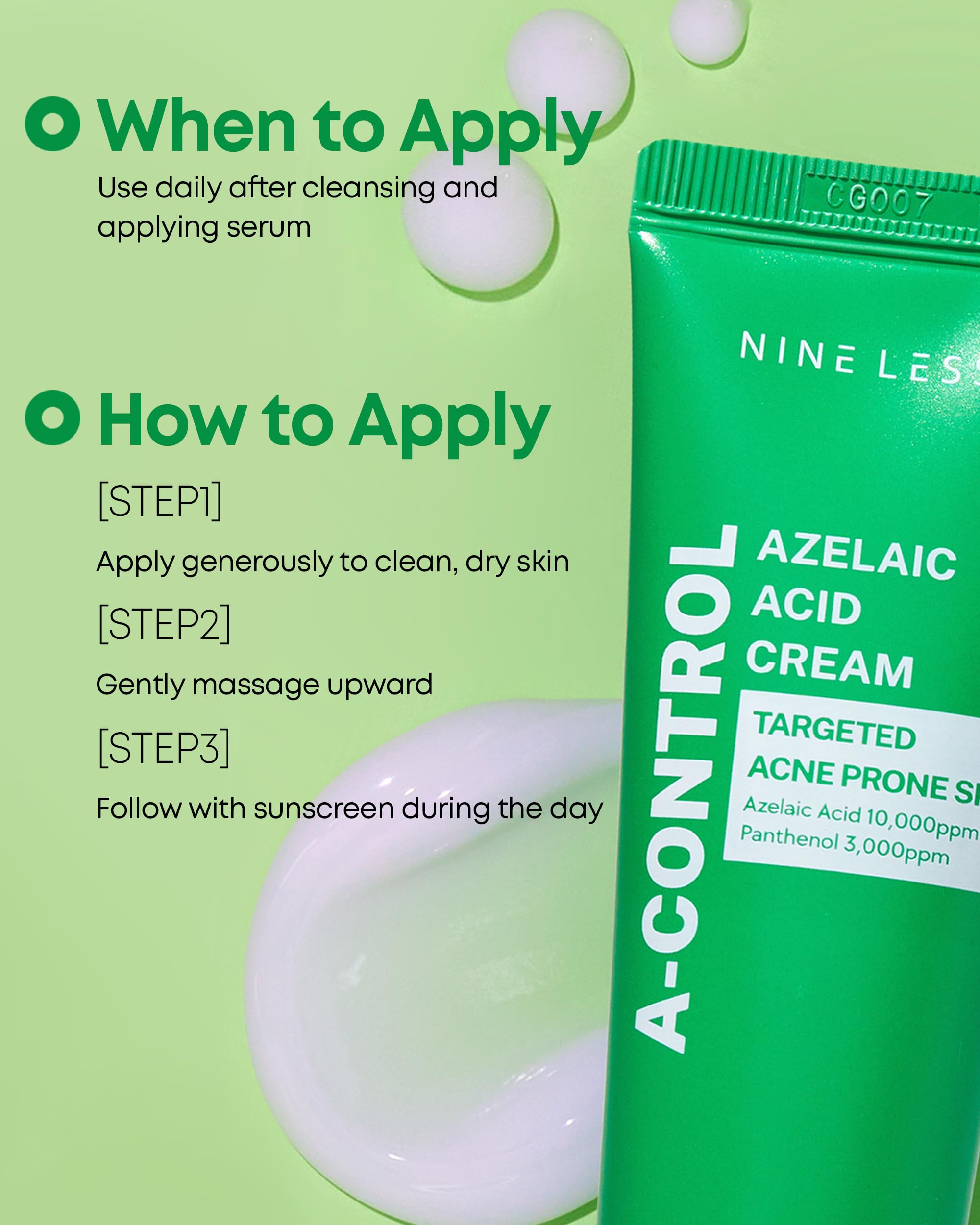 NINELESS A-Control Azelaic Cream oil-balancing formula reduces shine while soothing irritation