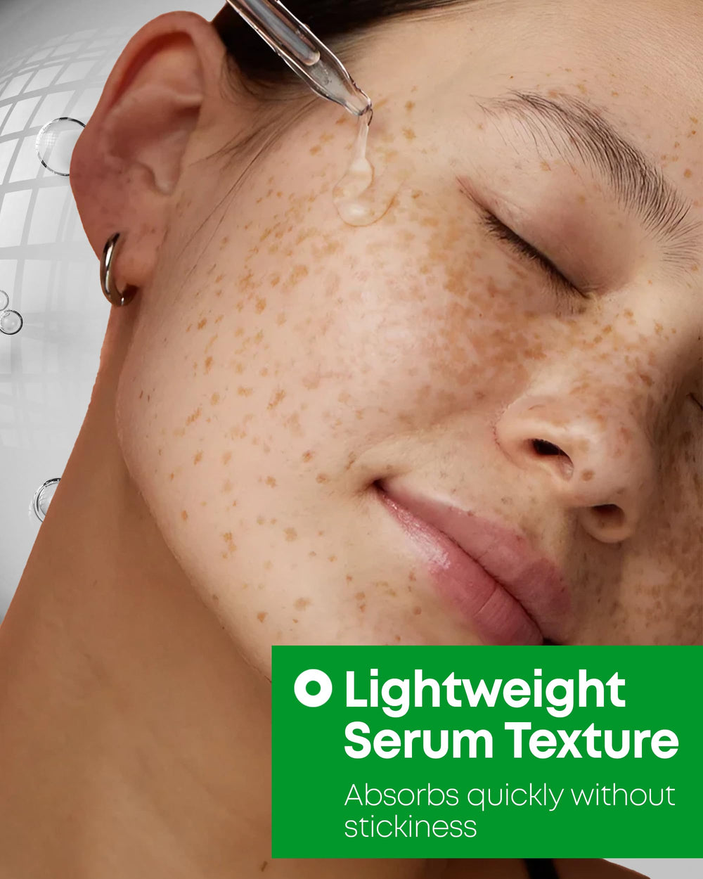 NINELESS A-Control before-after skin-tone image suggests reduced blemishes and improved brightness