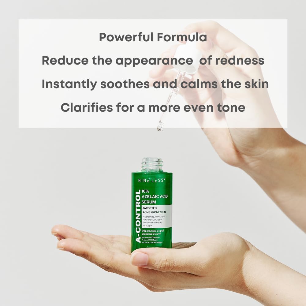 NINELESS A-Control bottle label emphasizes clean ingredients.