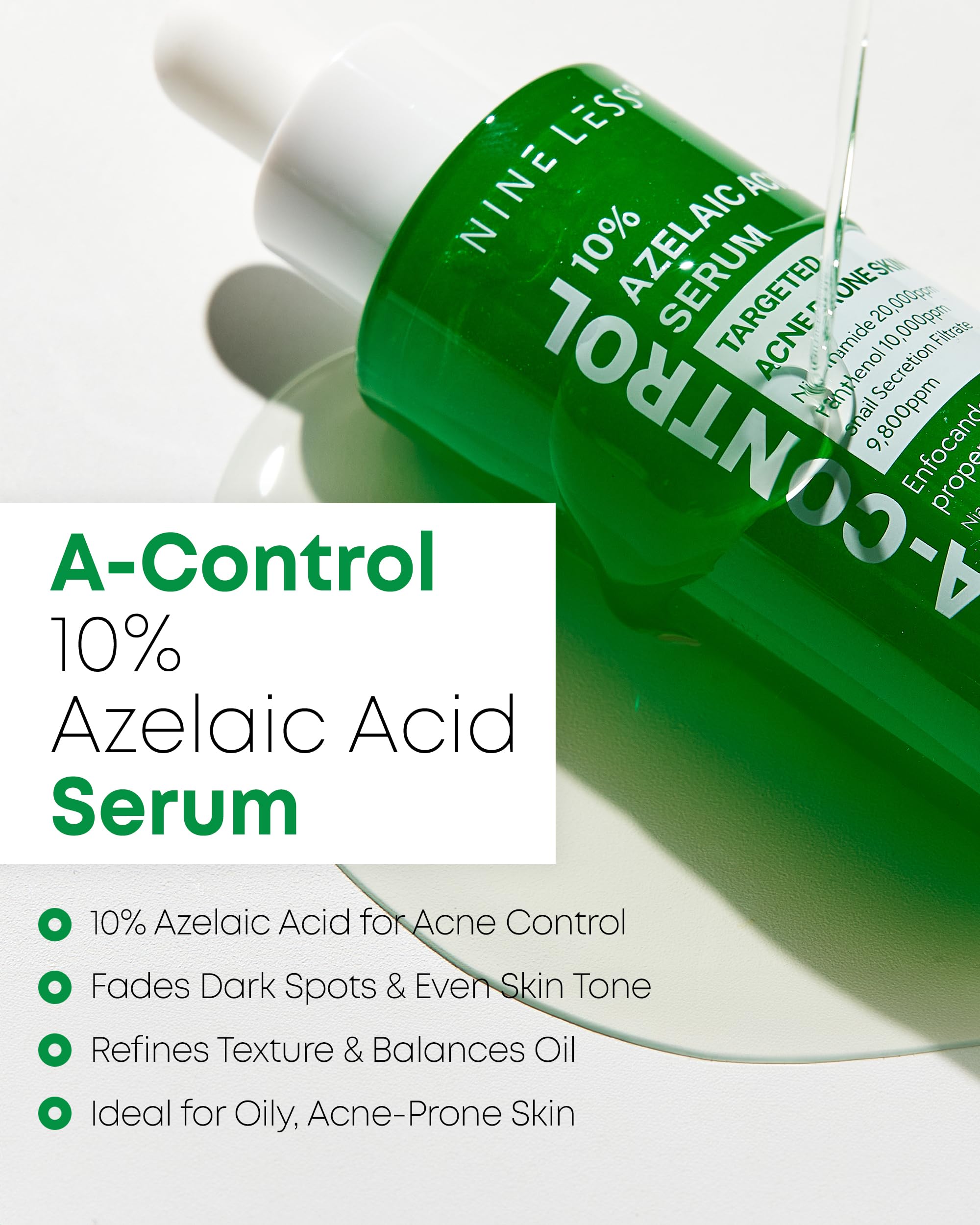 NINELESS A-Control serum pump demonstrates easy daily application for irritated skin