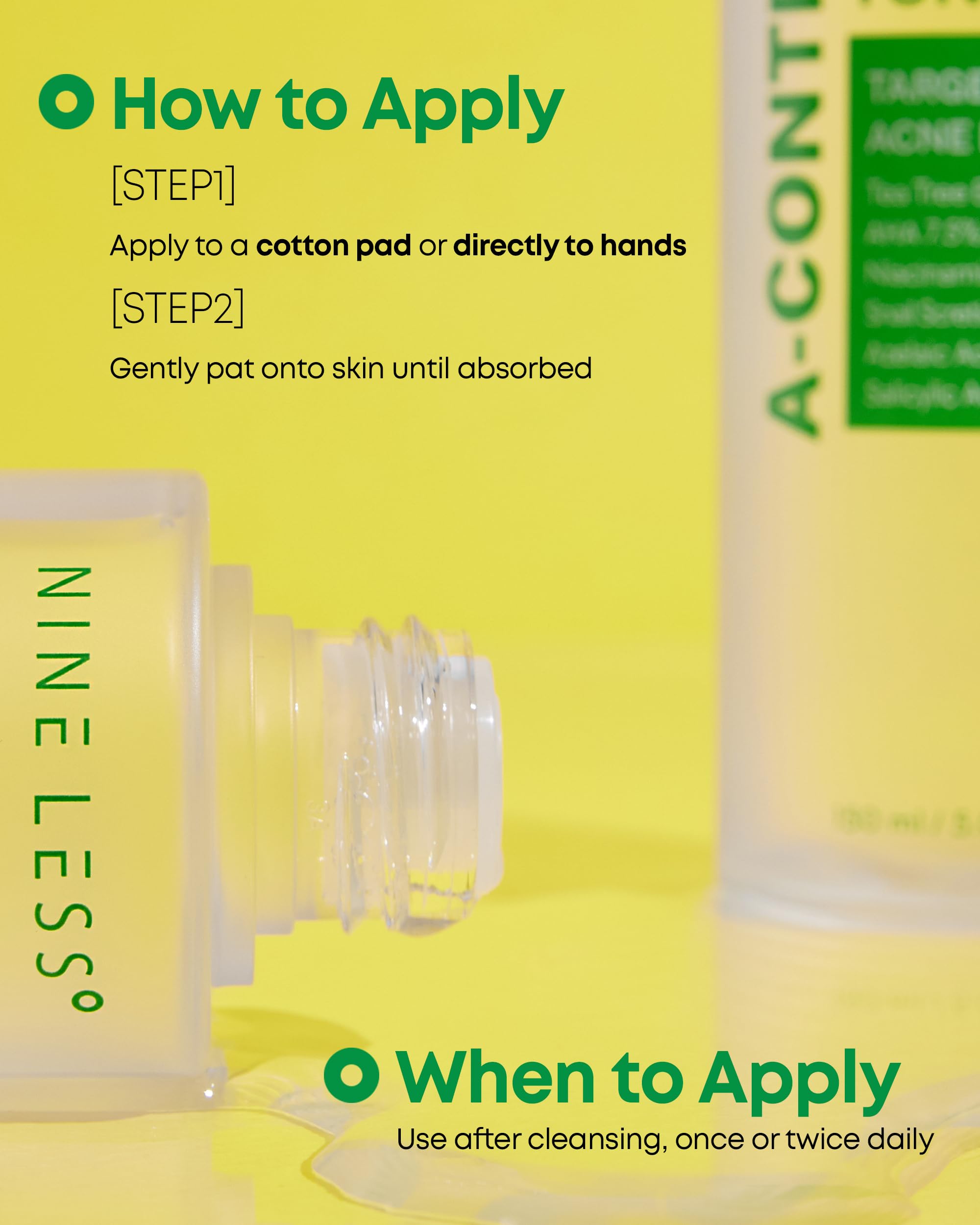 NINELESS Azelaic Acid Toner packaging showcases premium Korean skincare.