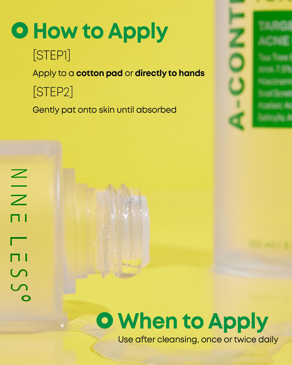 NINELESS Azelaic Acid Toner packaging showcases premium Korean skincare.
