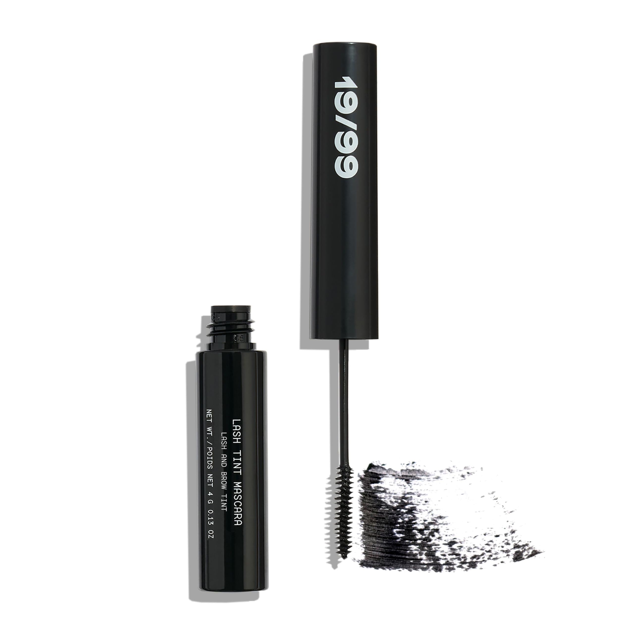 NINETEEN NINETY NINE 19/99 lash tint mascara wand close-up shows precise, smudge-free application.