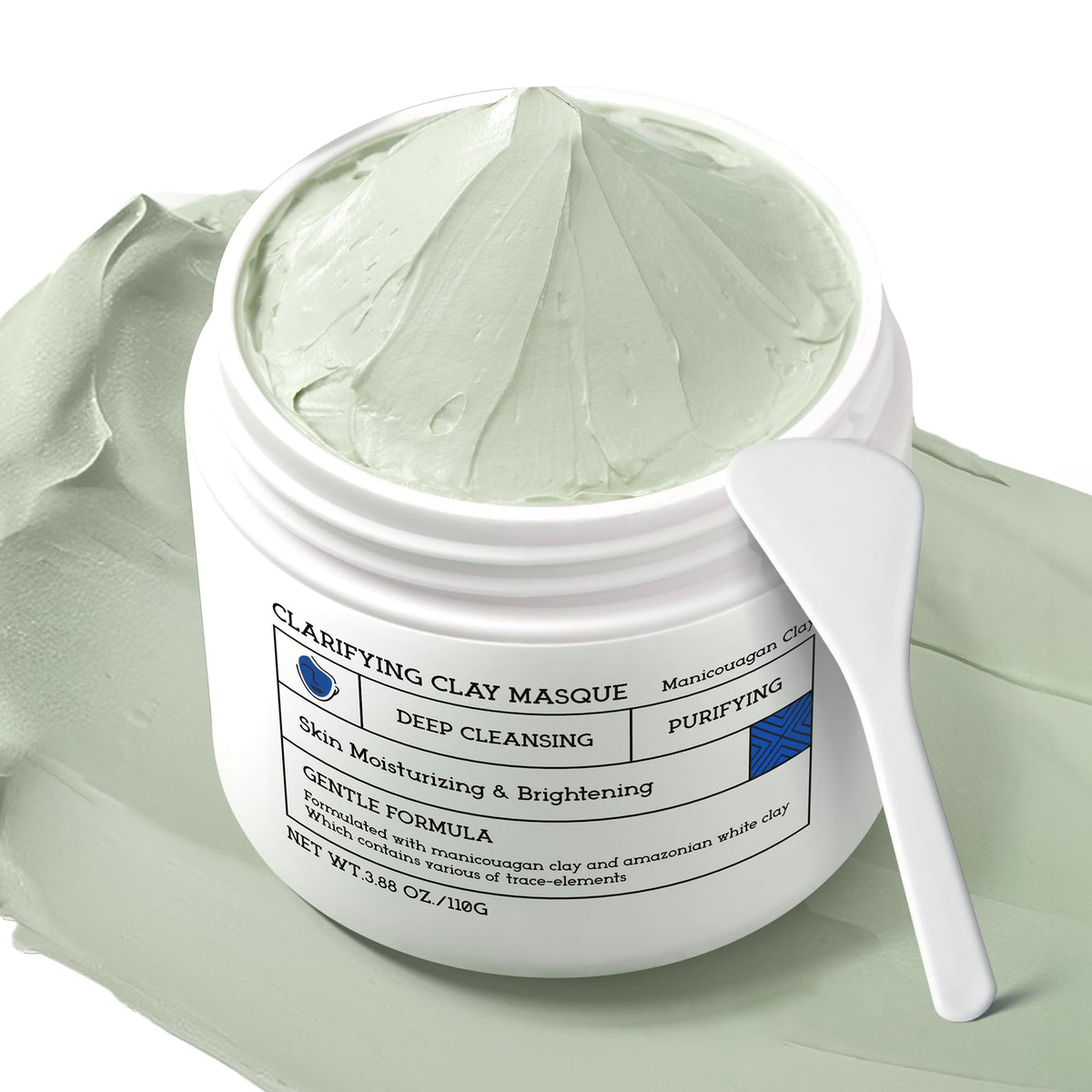 Ning Dermologie Clay Mask jar closeup showing triple mud formula for deep cleansing.