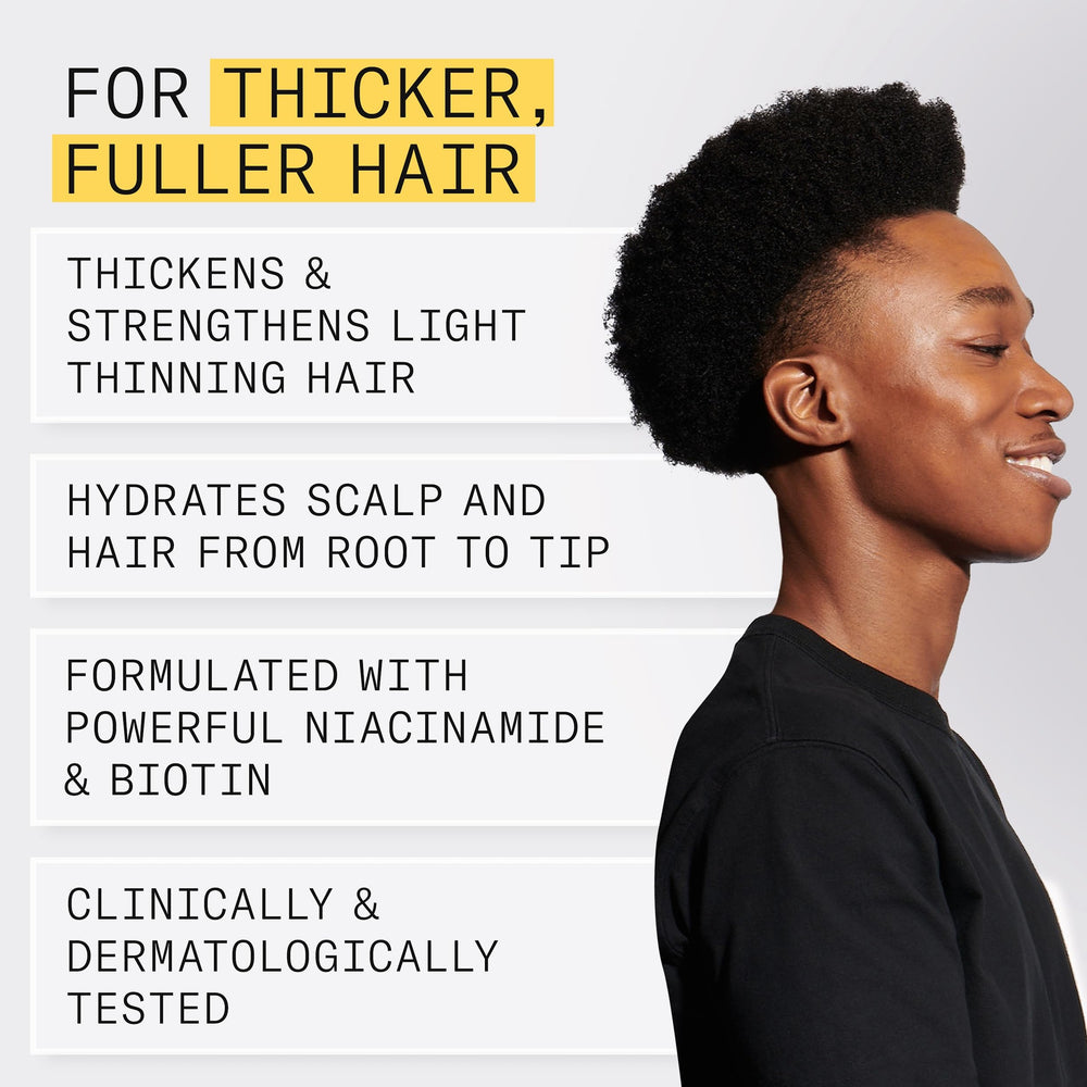 Nioxin after-rinse hair view showing fuller-looking, manageable hair