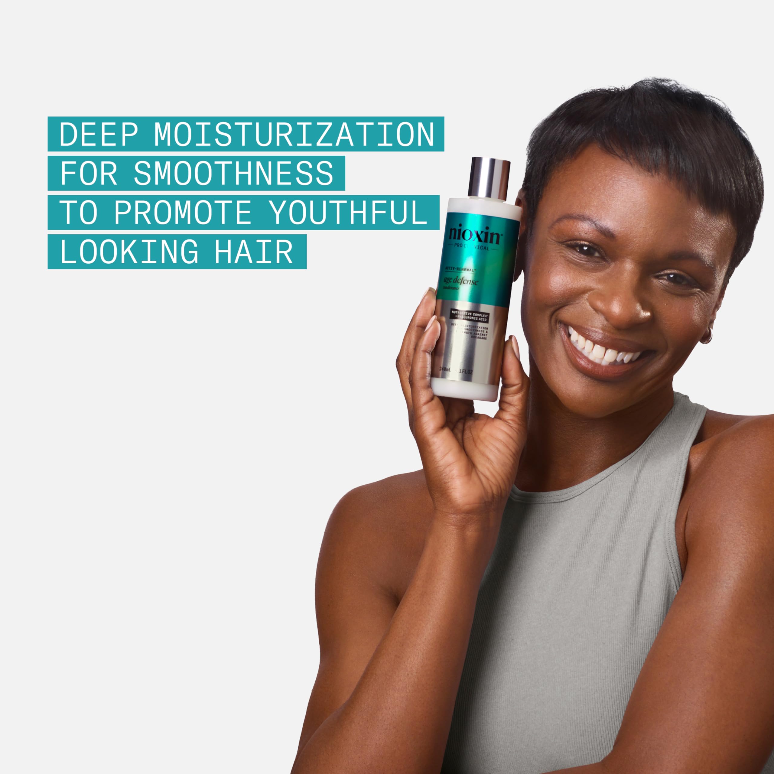 NIOXIN pump close-up highlighting easy dispensing and controlled portioning benefit