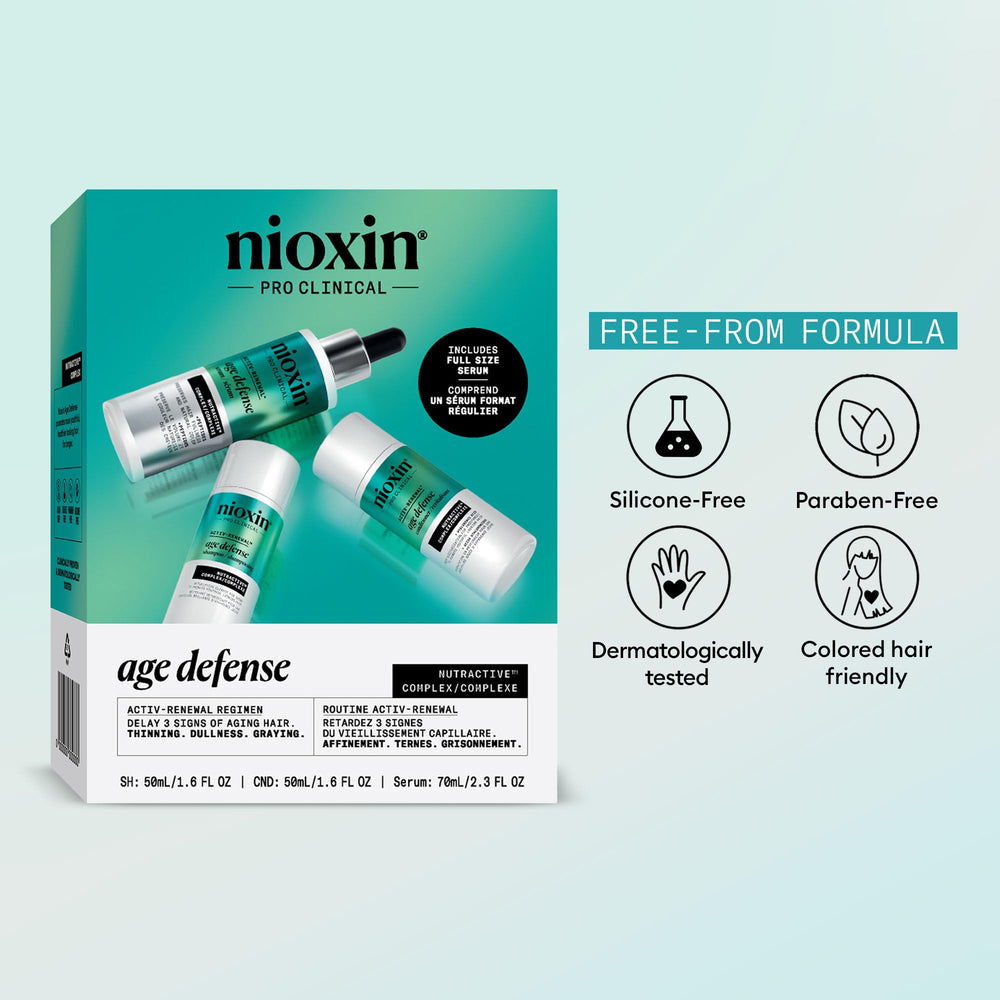 NIOXIN kit styled in bathroom showing everyday use convenience