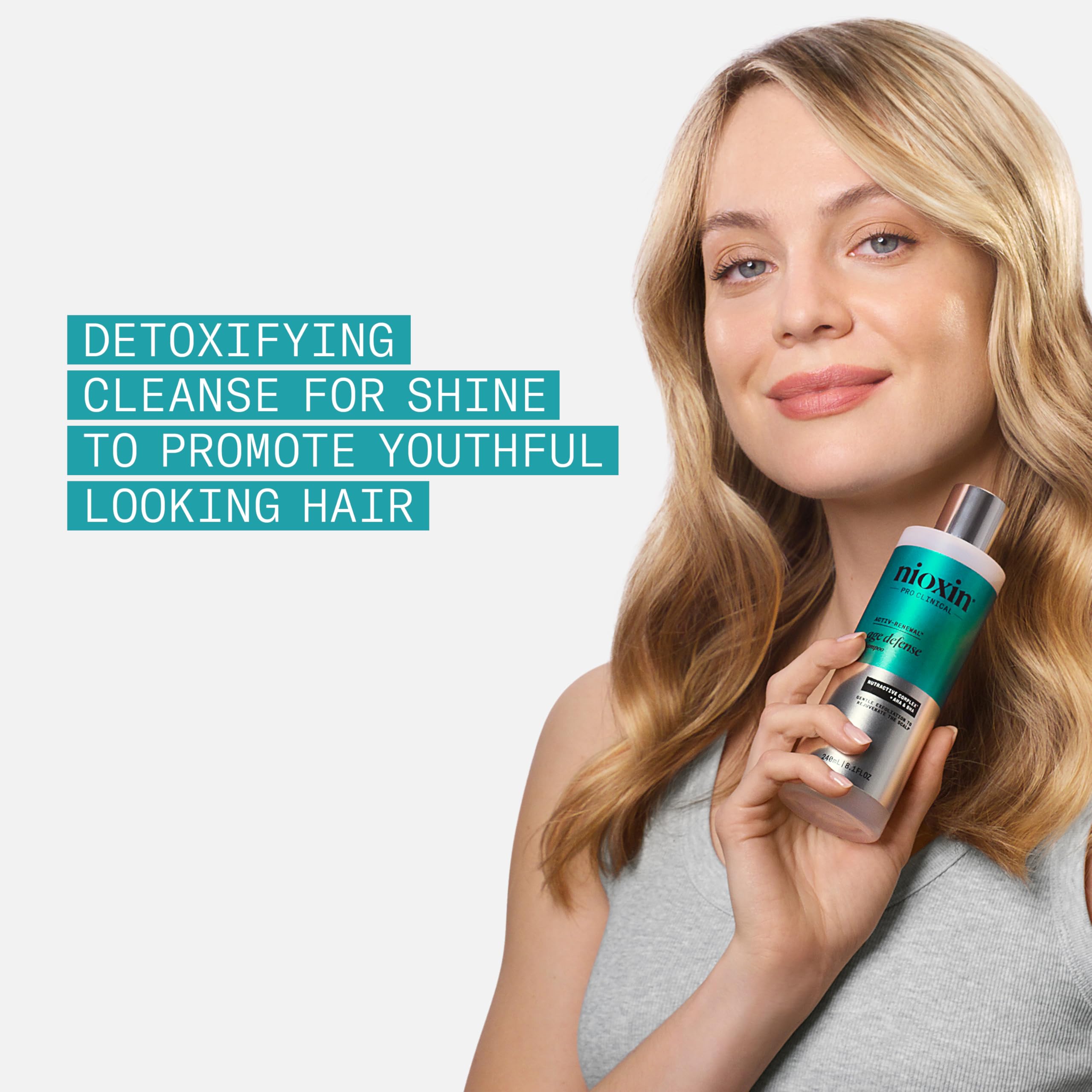 NIOXIN pump top close-up highlighting easy dispense and controlled use