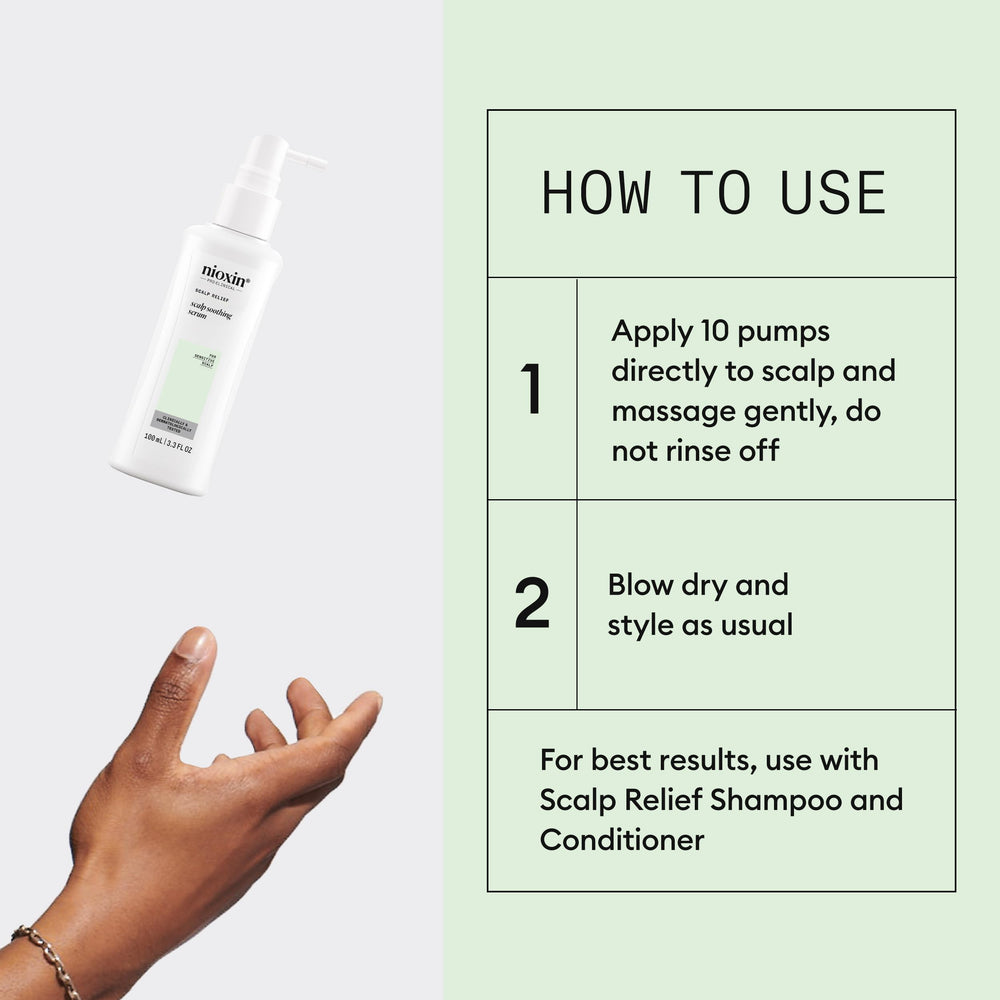 NIOXIN applied to scalp showing targeted relief and comfort