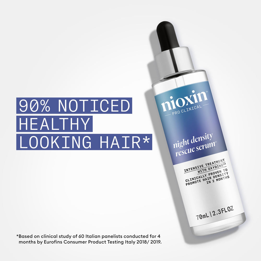 Nioxin application on scalp illustrating targeted nightly treatment benefit