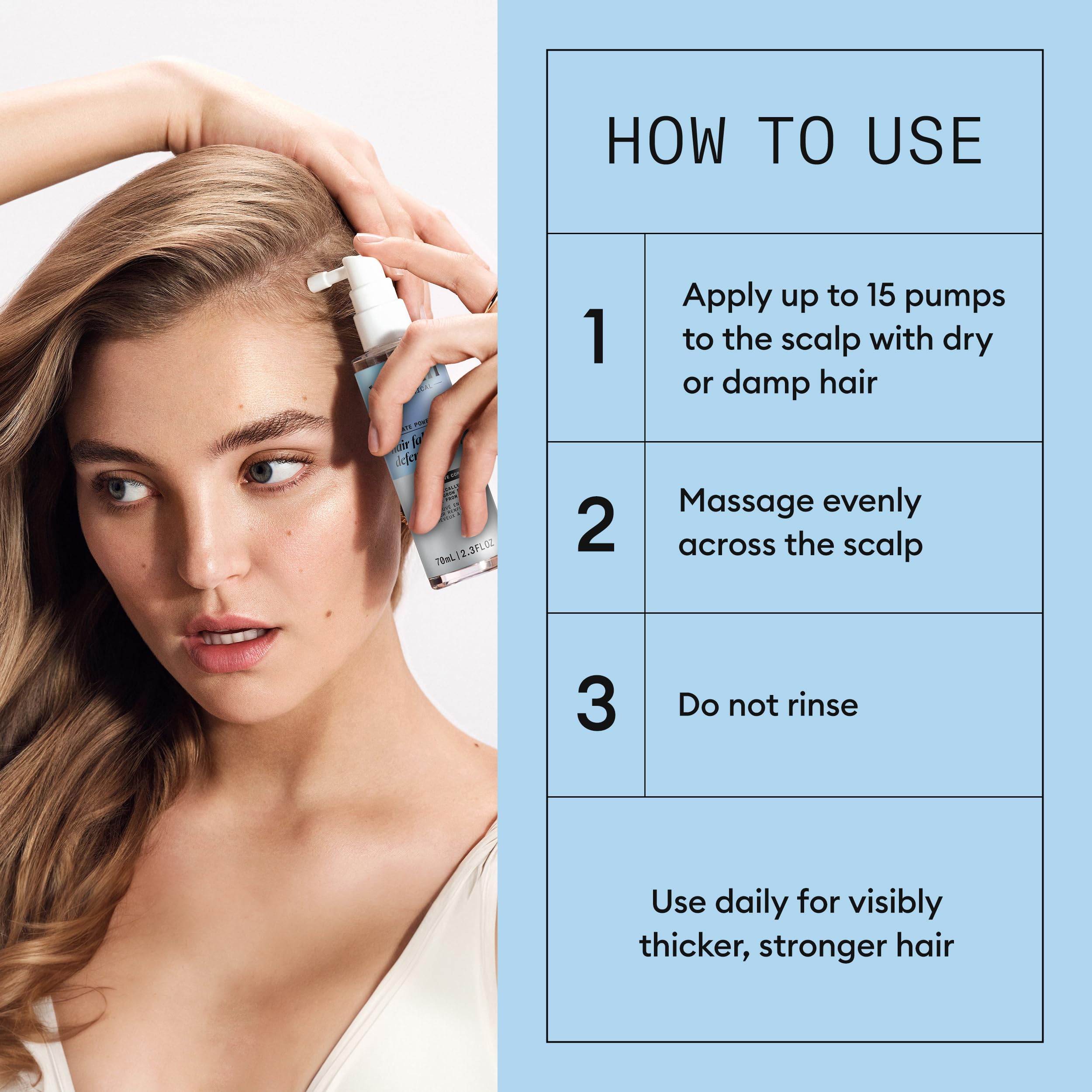Nioxin applied on scalp in use to target thinning areas and promote resistance