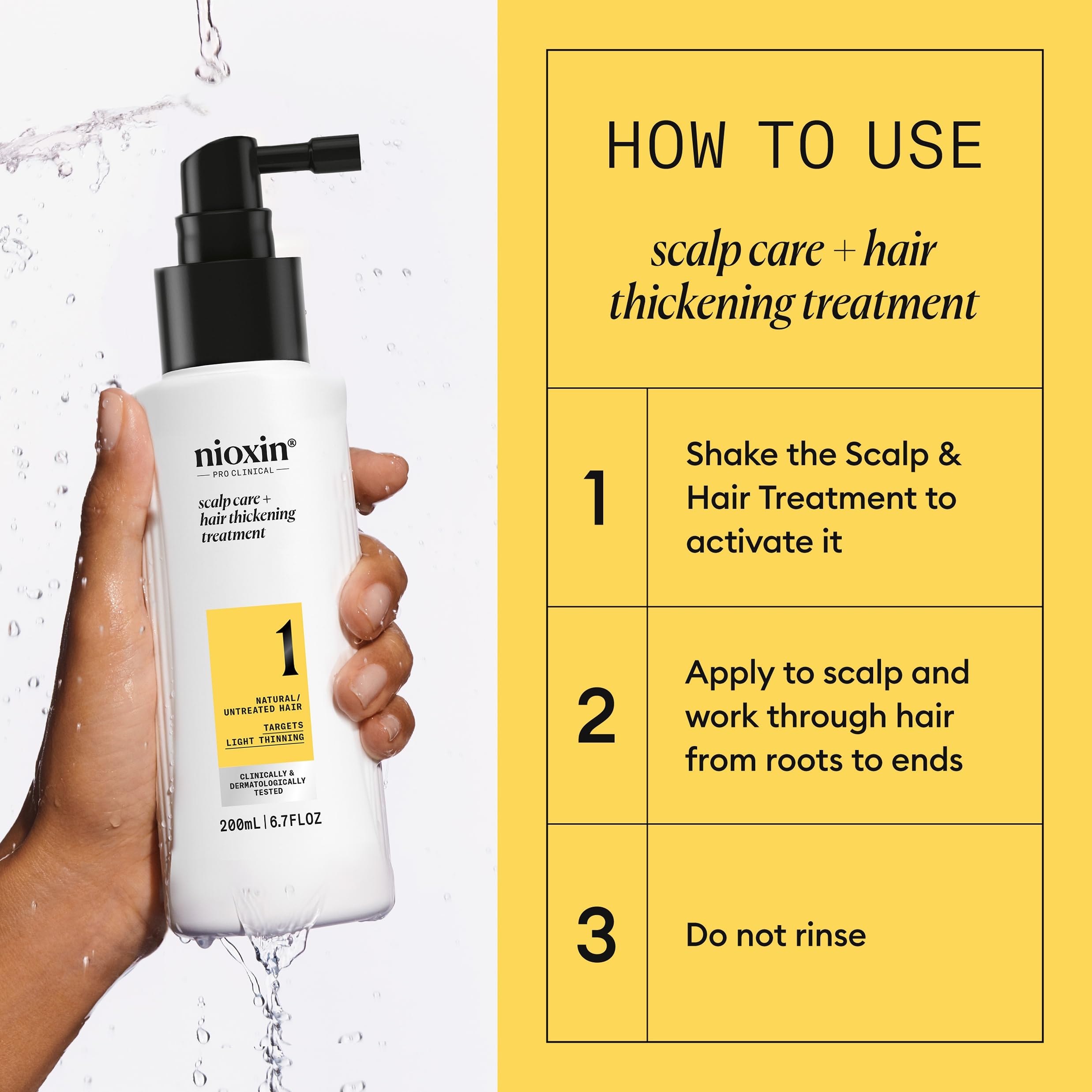 Nioxin before and after hair texture comparison showing fuller appearance