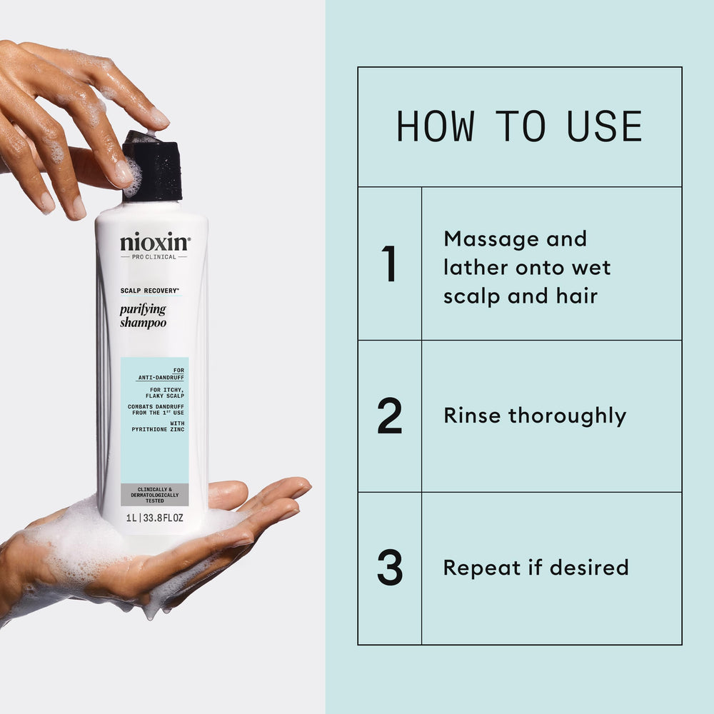 NIOXIN bottle in shower setting illustrating relaxing scalp care benefit