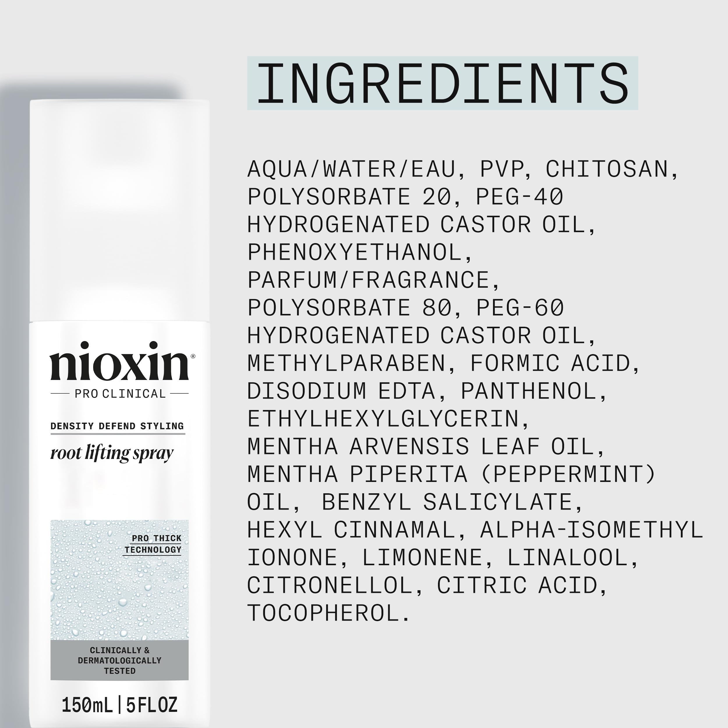 NIOXIN bottle next to hand to show 5.1 fl oz scale