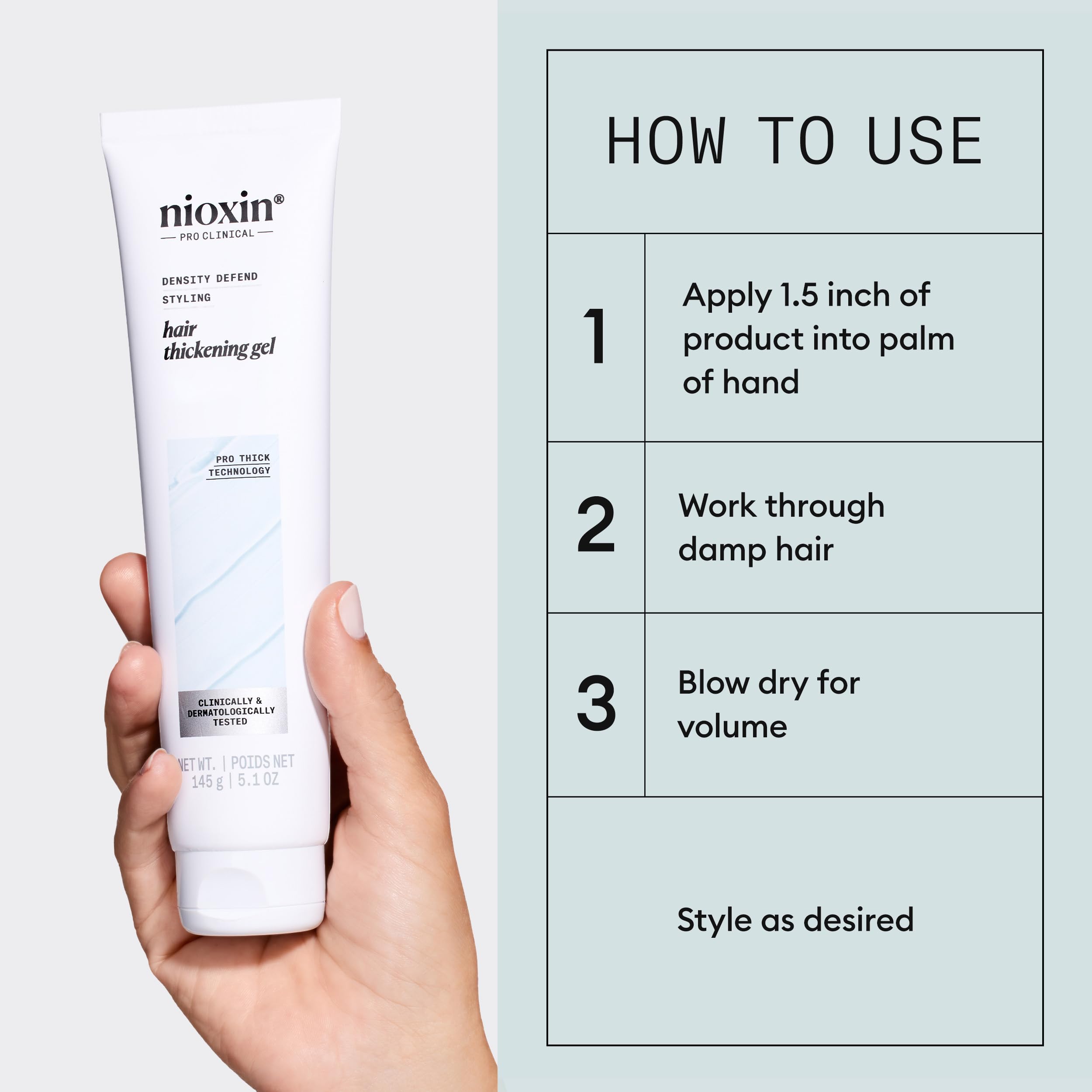 Side-by-side before and after using Nioxin showing fuller-looking hair benefit