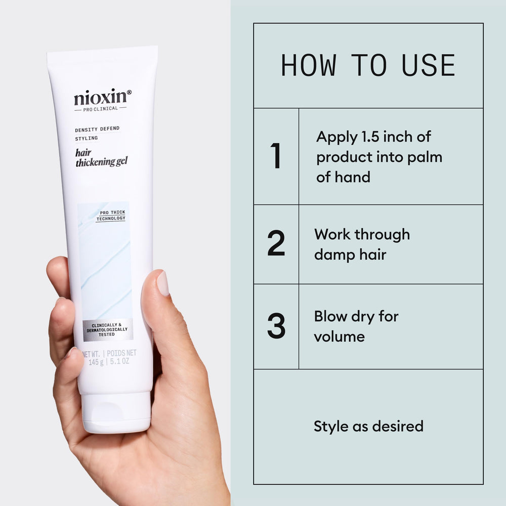 Side-by-side before and after using Nioxin showing fuller-looking hair benefit