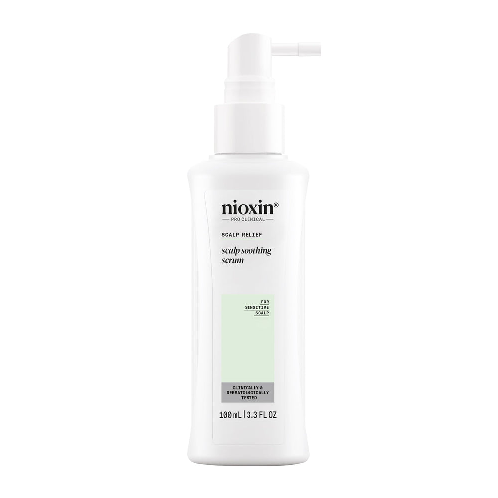 NIOXIN front packaging showing calming serum benefits
