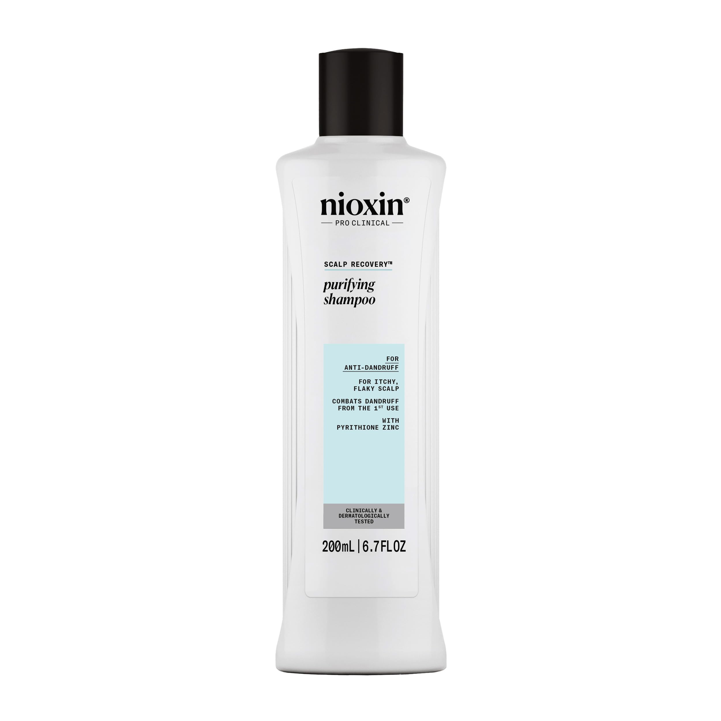 NIOXIN front packaging showing clear medicating shampoo for dandruff control