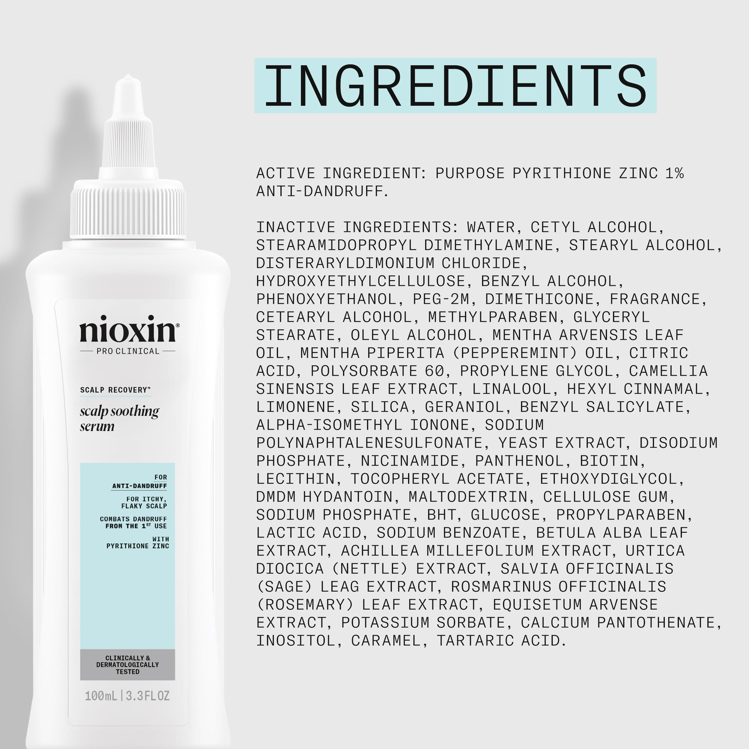 Nioxin label close-up showing directions and active ingredients