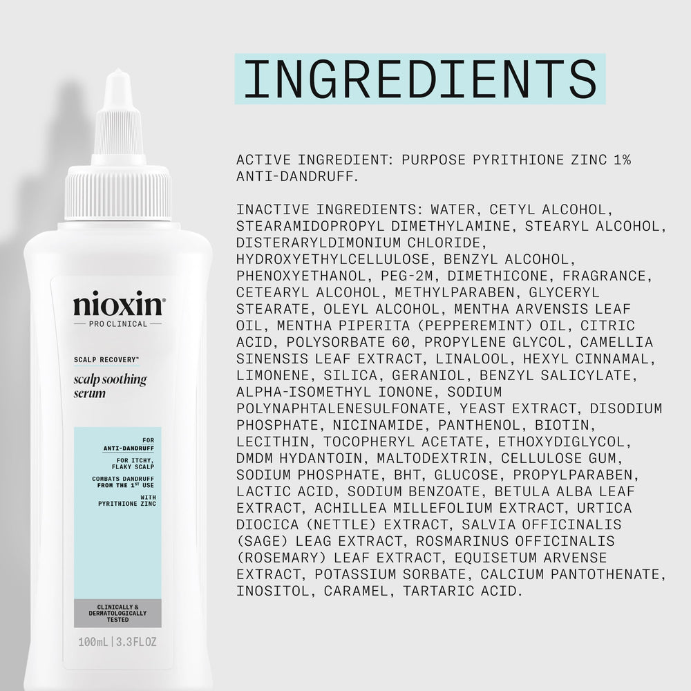 Nioxin label close-up showing directions and active ingredients