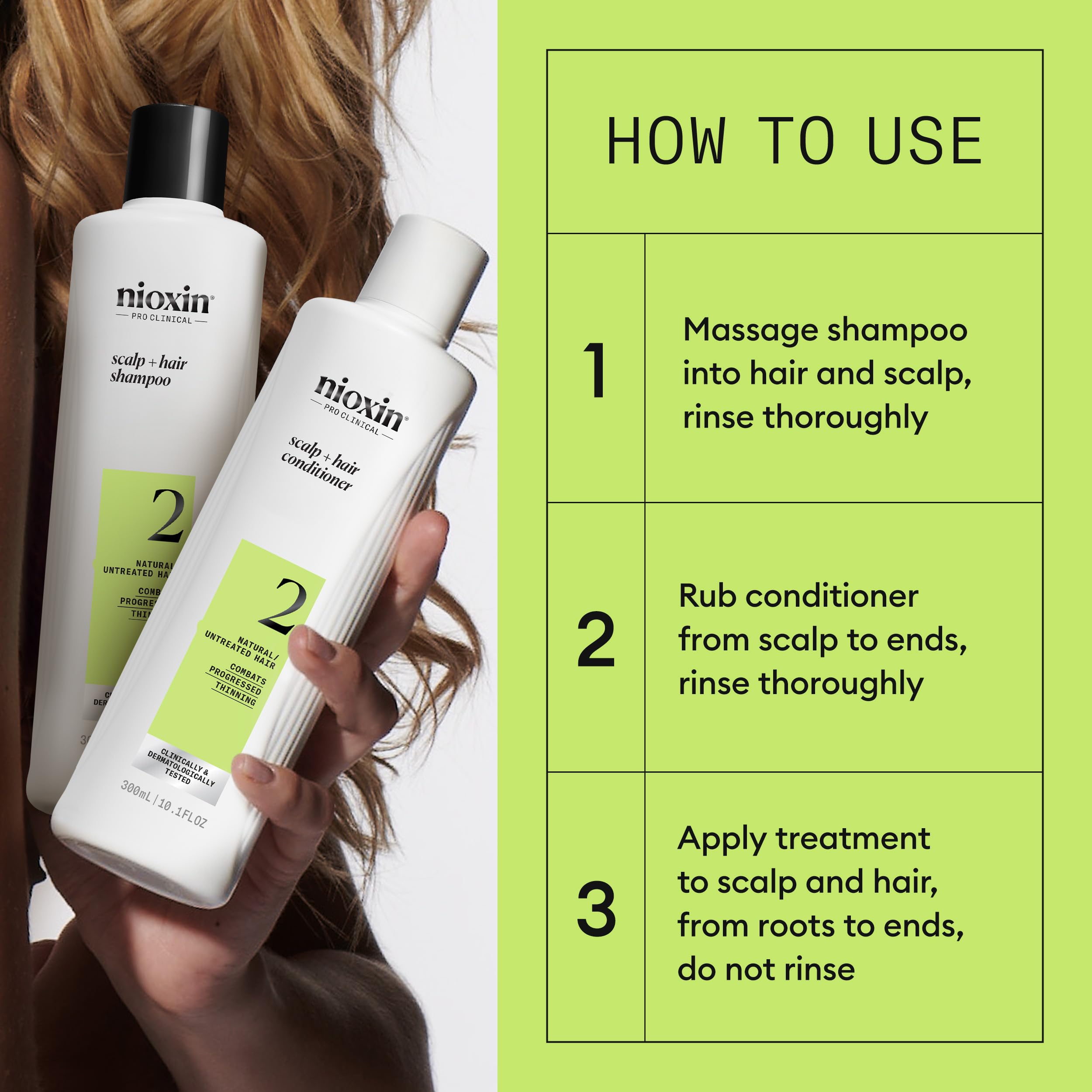 NIOXIN product label with niacinamide and biotin highlighted for nourishment benefit