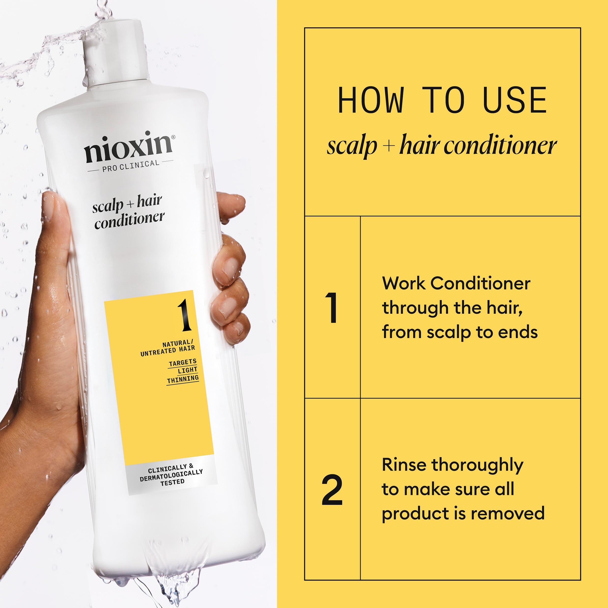 Nioxin on bathroom shelf staged to show daily routine placement