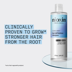 Nioxin shampoo pouring from bottle showing thickness and control