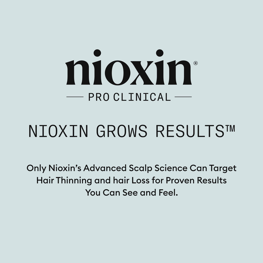Nioxin salon bottle staged with styling tools for professional use