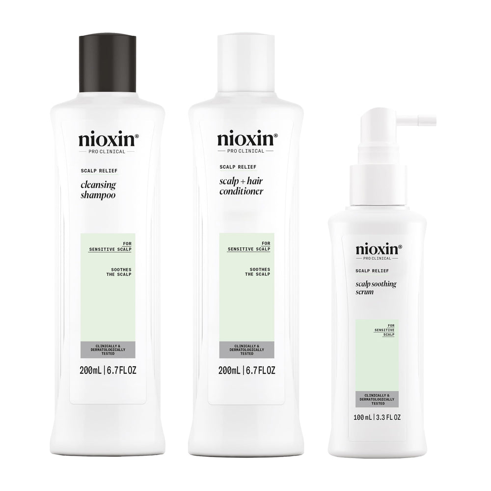 Nioxin front packaging showing the trial kit and clear product benefits