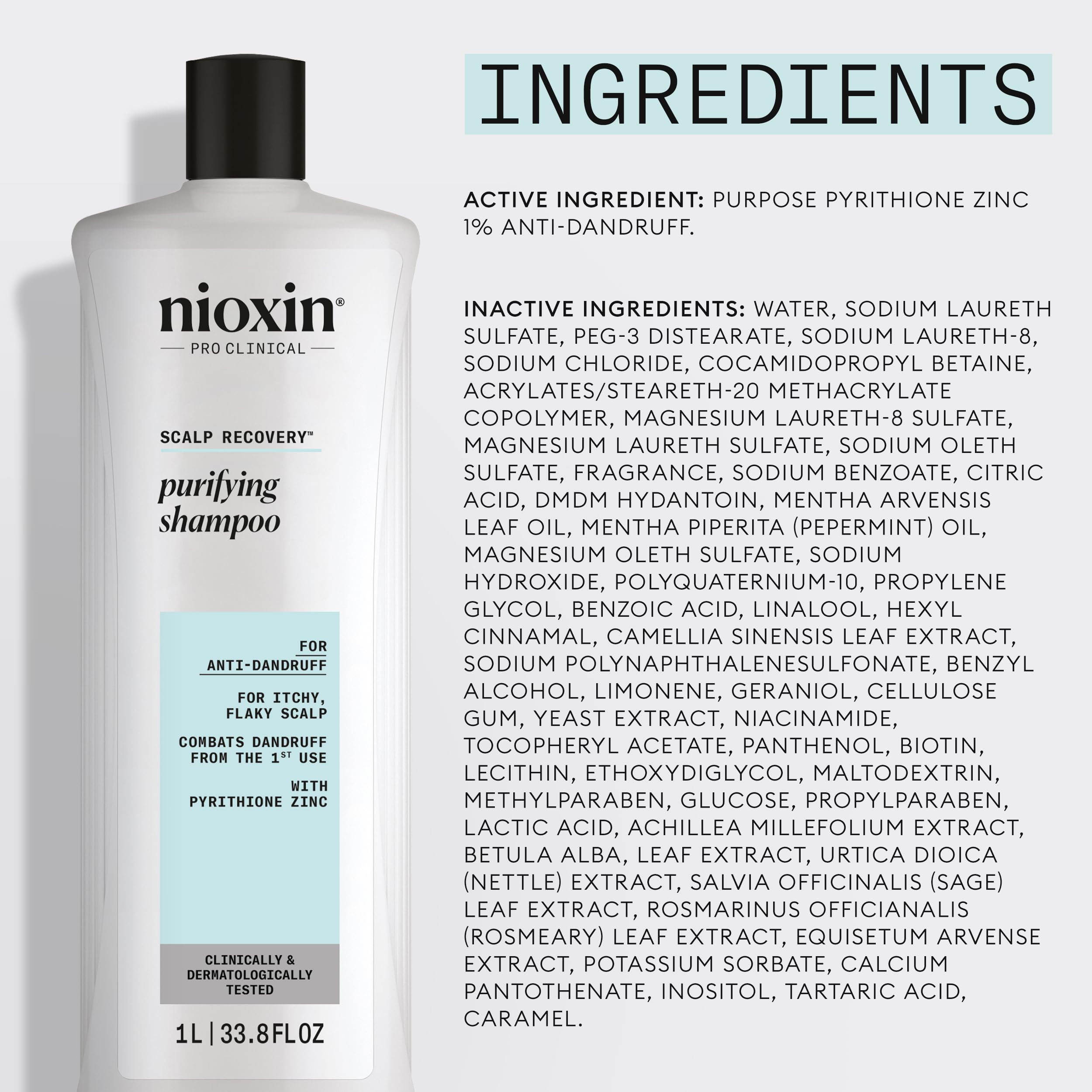 NIOXIN shampoo in hand application showing targeted scalp massage benefit