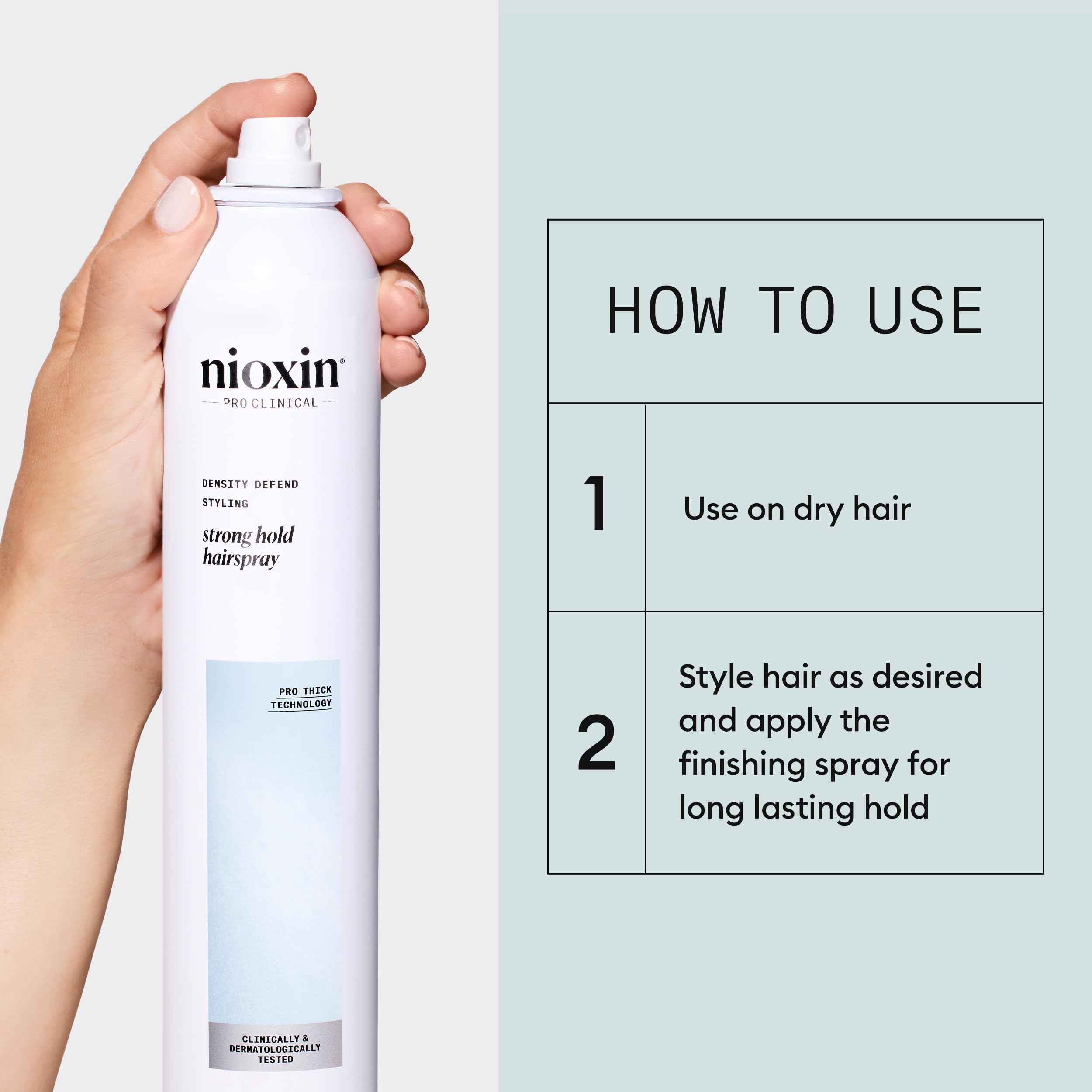 NIOXIN before and after styled hair demonstrating fuller-looking finish benefit