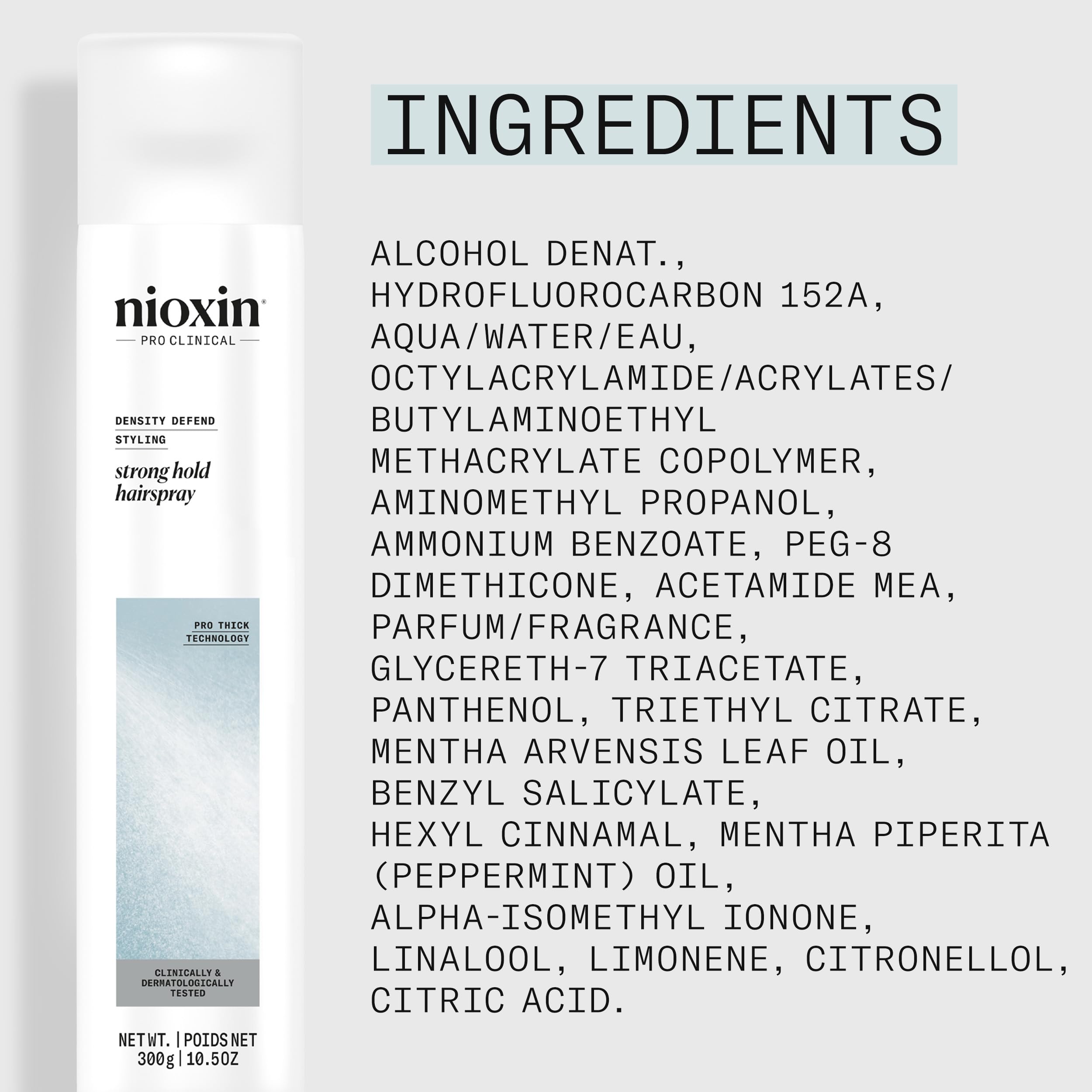NIOXIN stylist applying hairspray in salon for professional hold and finish benefit