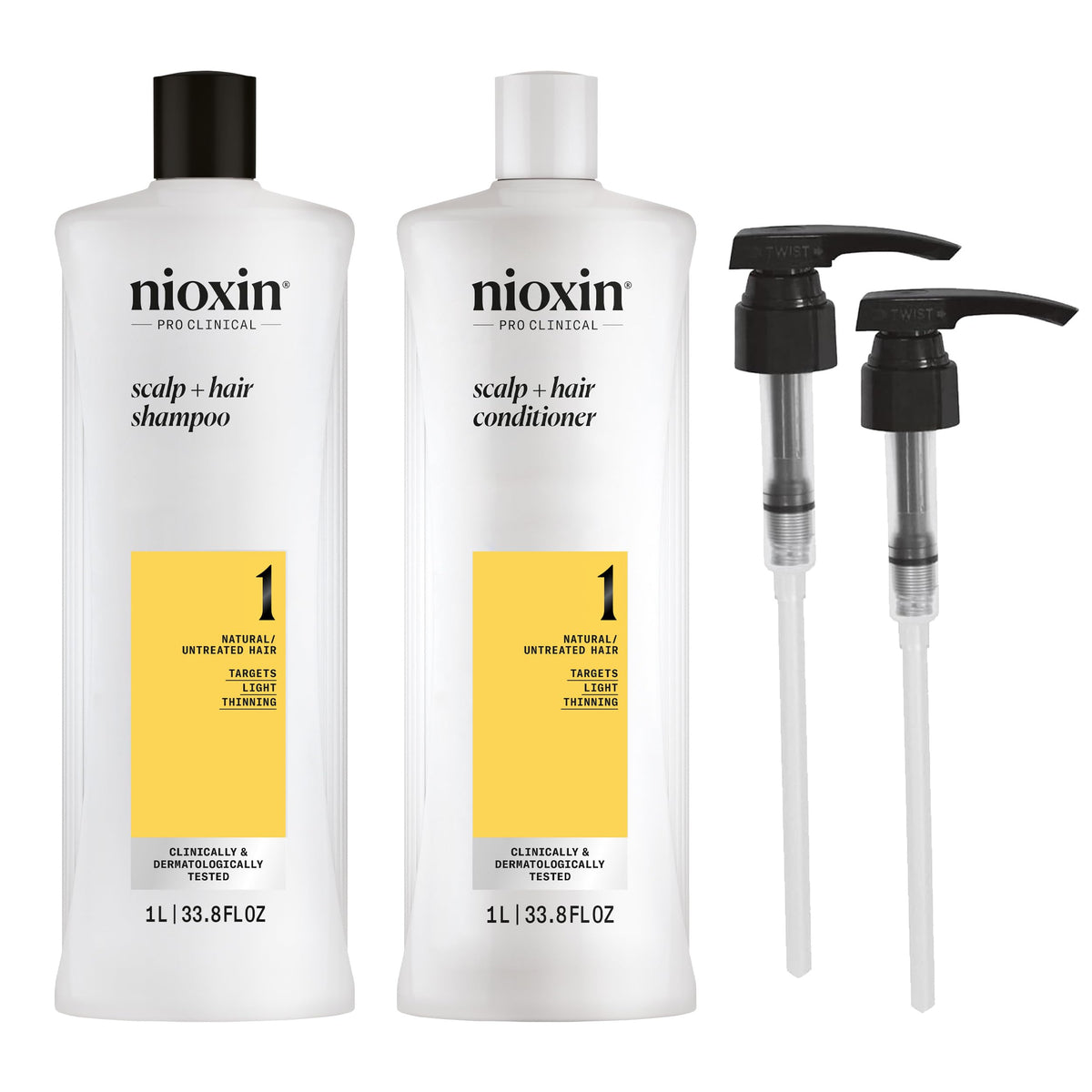 Nioxin System 1 front packaging showing full kit and benefits