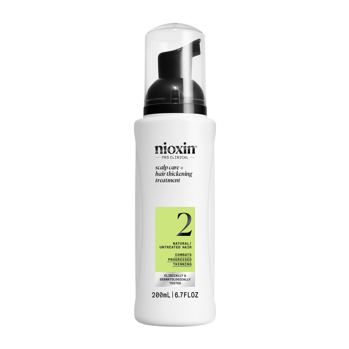 NIOXIN front packaging showing treatment bottle and label benefit