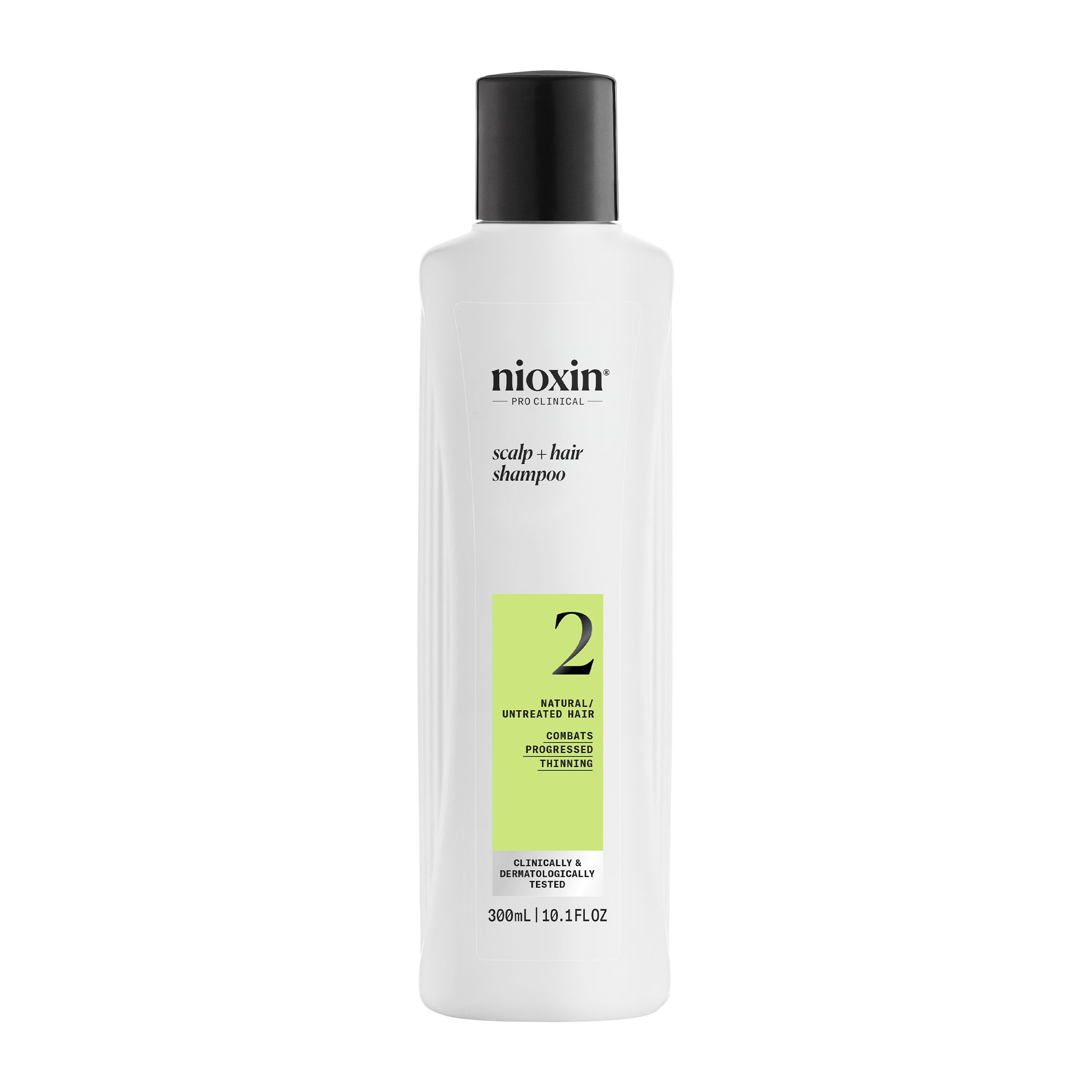 Nioxin System 2 front packaging showing bottle and label, brand clarity and trust