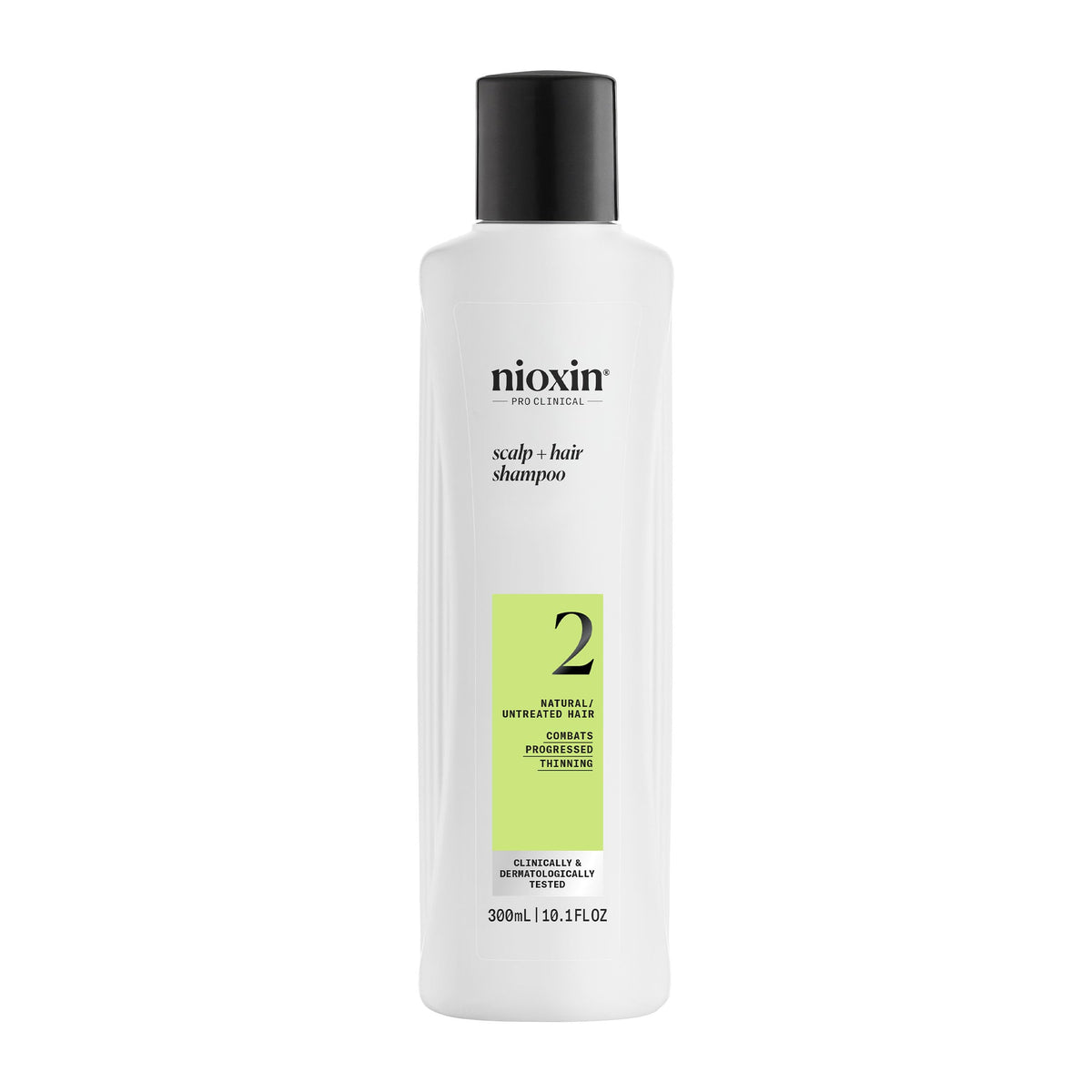 Nioxin System 2 front packaging showing bottle and label, brand clarity and trust