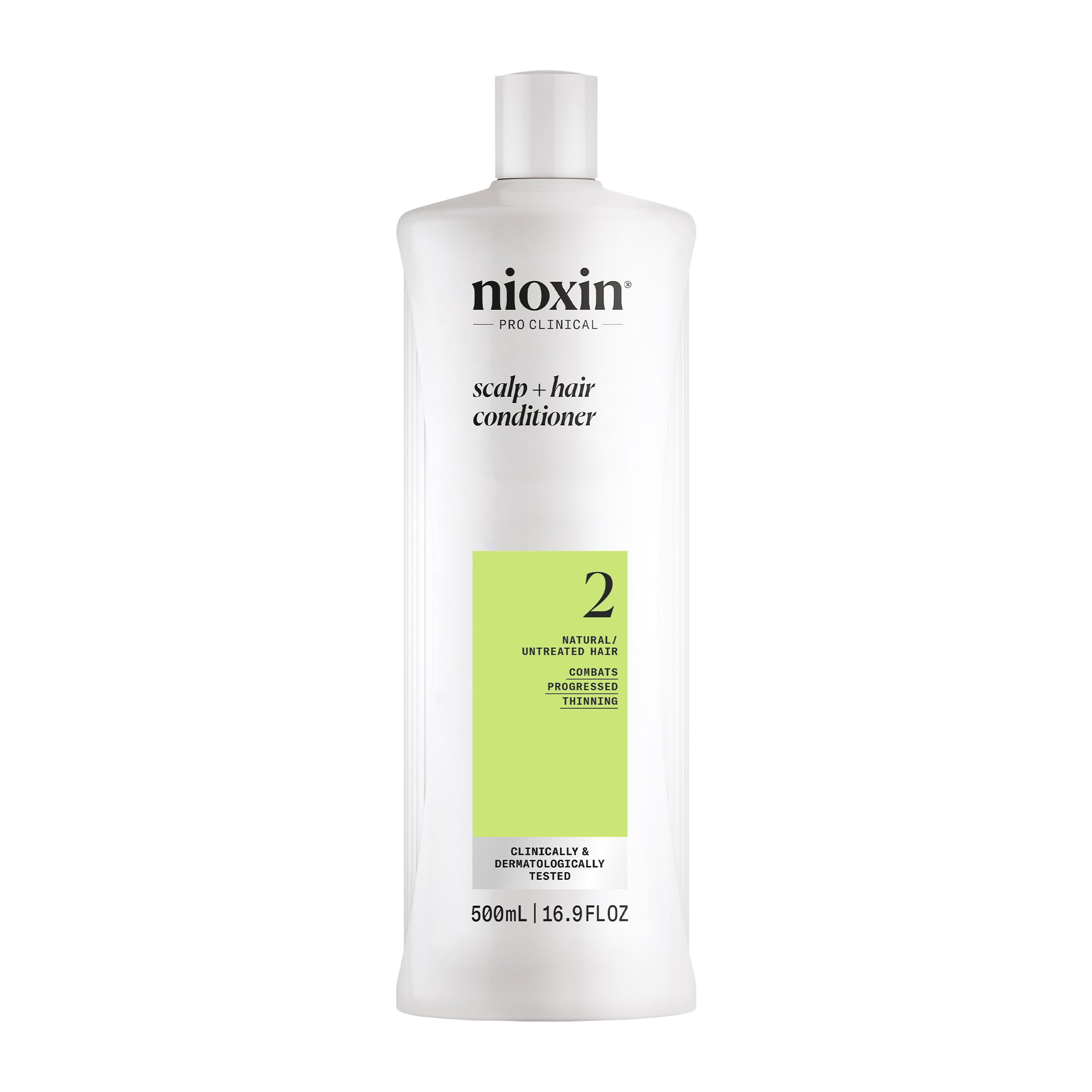 Nioxin System 2 front packaging showing bottle and clear label for quick identification and trust