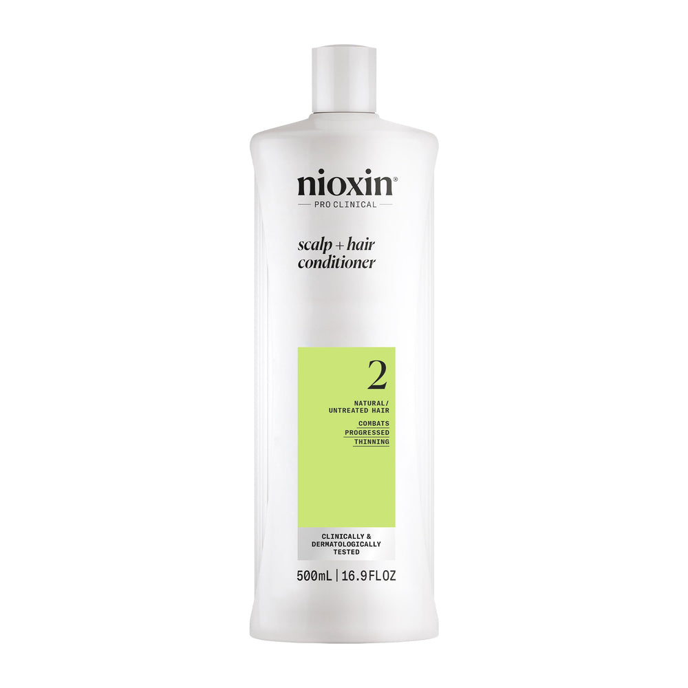 Nioxin System 2 front packaging showing bottle and clear label for quick identification and trust