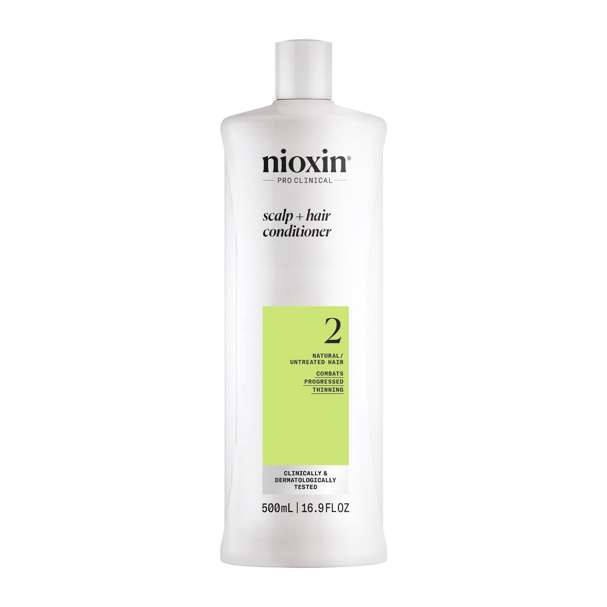 Nioxin System 2 front packaging showing bottle and clear label for quick identification and trust