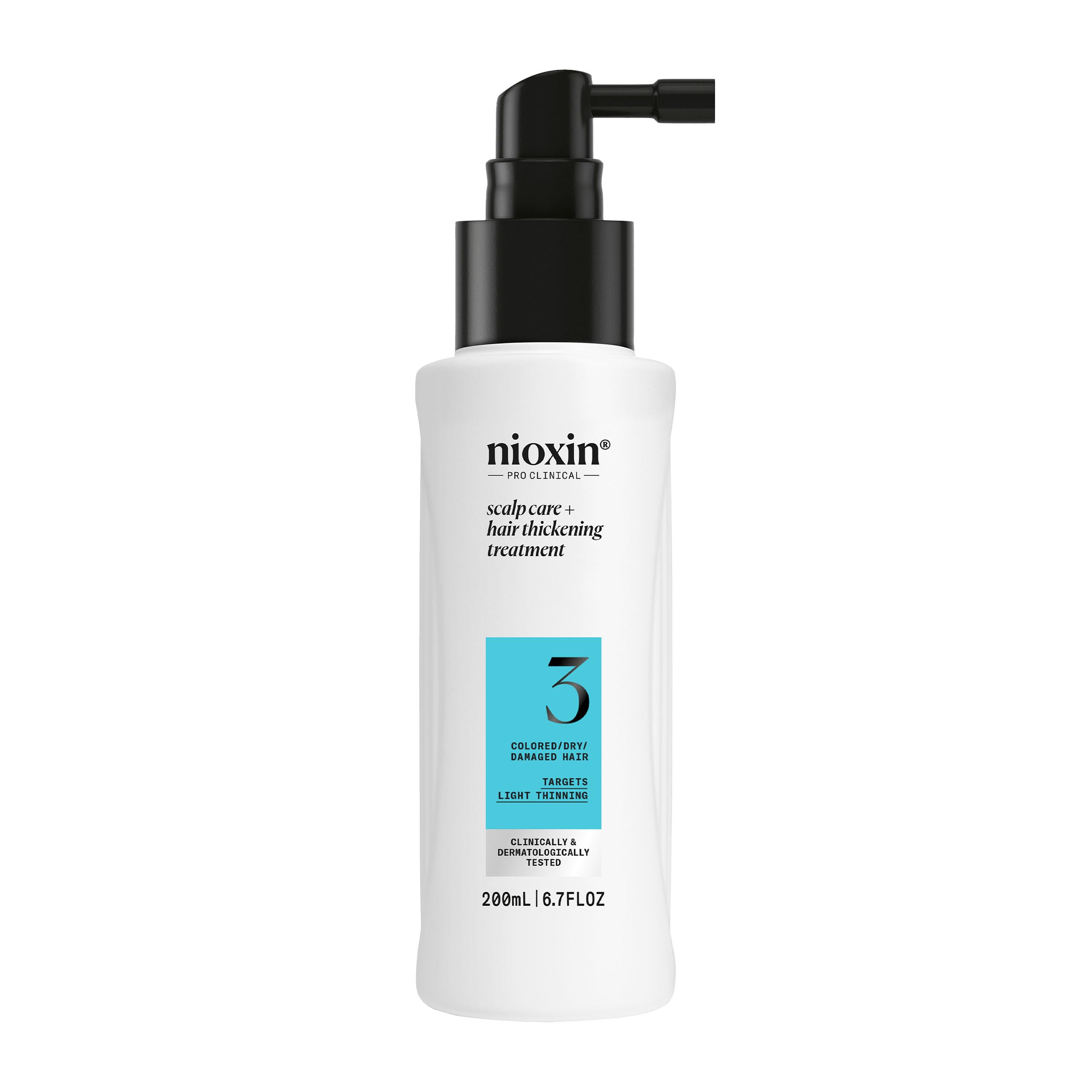 Nioxin front packaging showing product name and benefit of thicker-looking hair