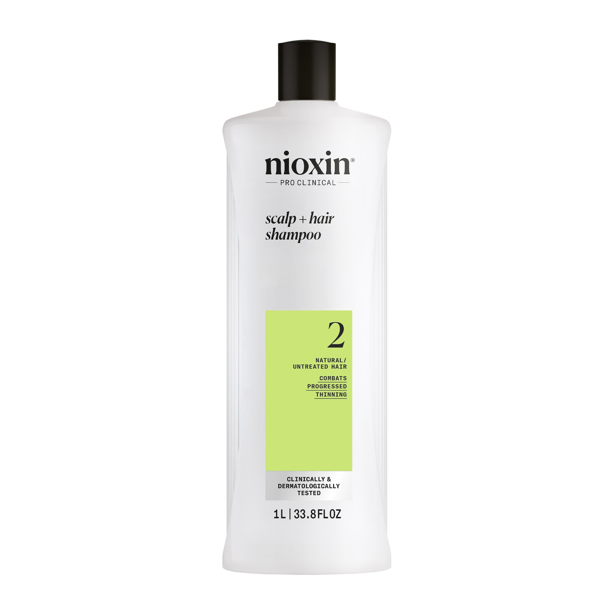 Nioxin System 2 front packaging showing full 33.8 fl oz bottle and branding benefit