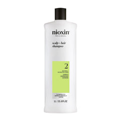 Nioxin System 2 front packaging showing full 33.8 fl oz bottle and branding benefit