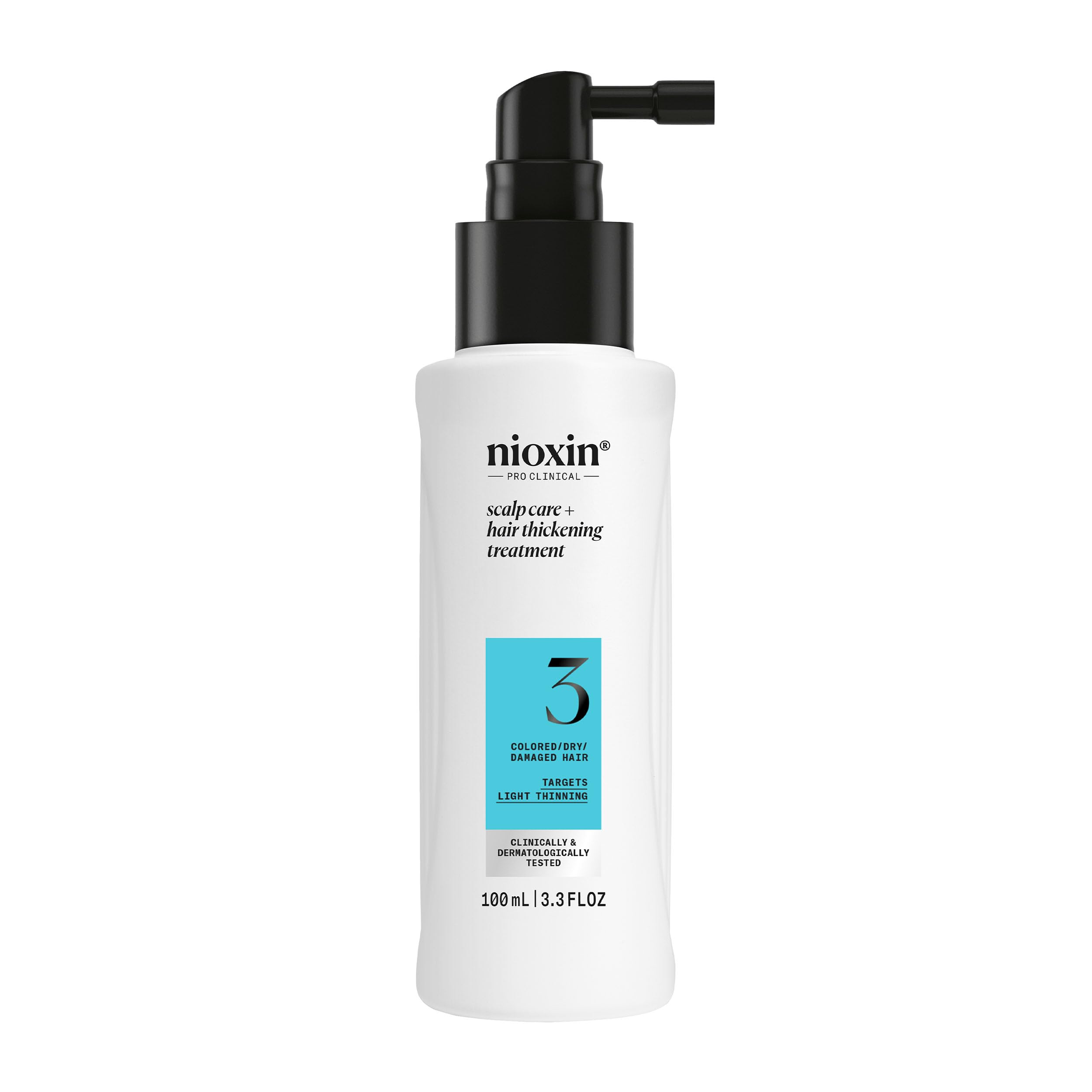 Nioxin System 3 front packaging showing bottle and box for easy identification and shelf appeal