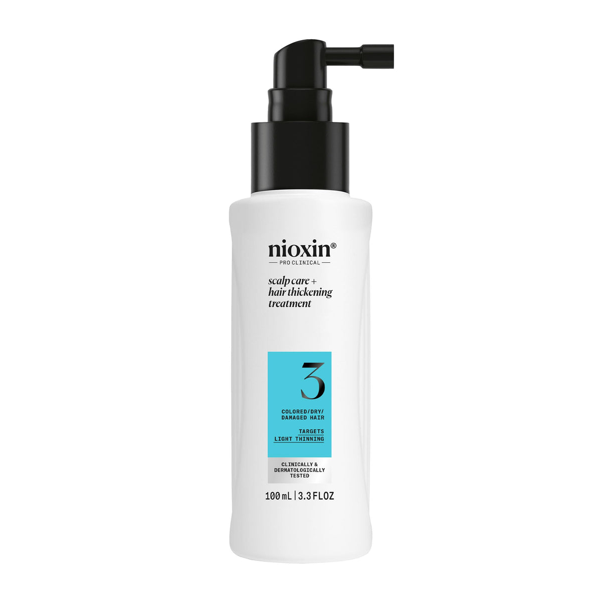 Nioxin System 3 front packaging showing bottle and box for easy identification and shelf appeal