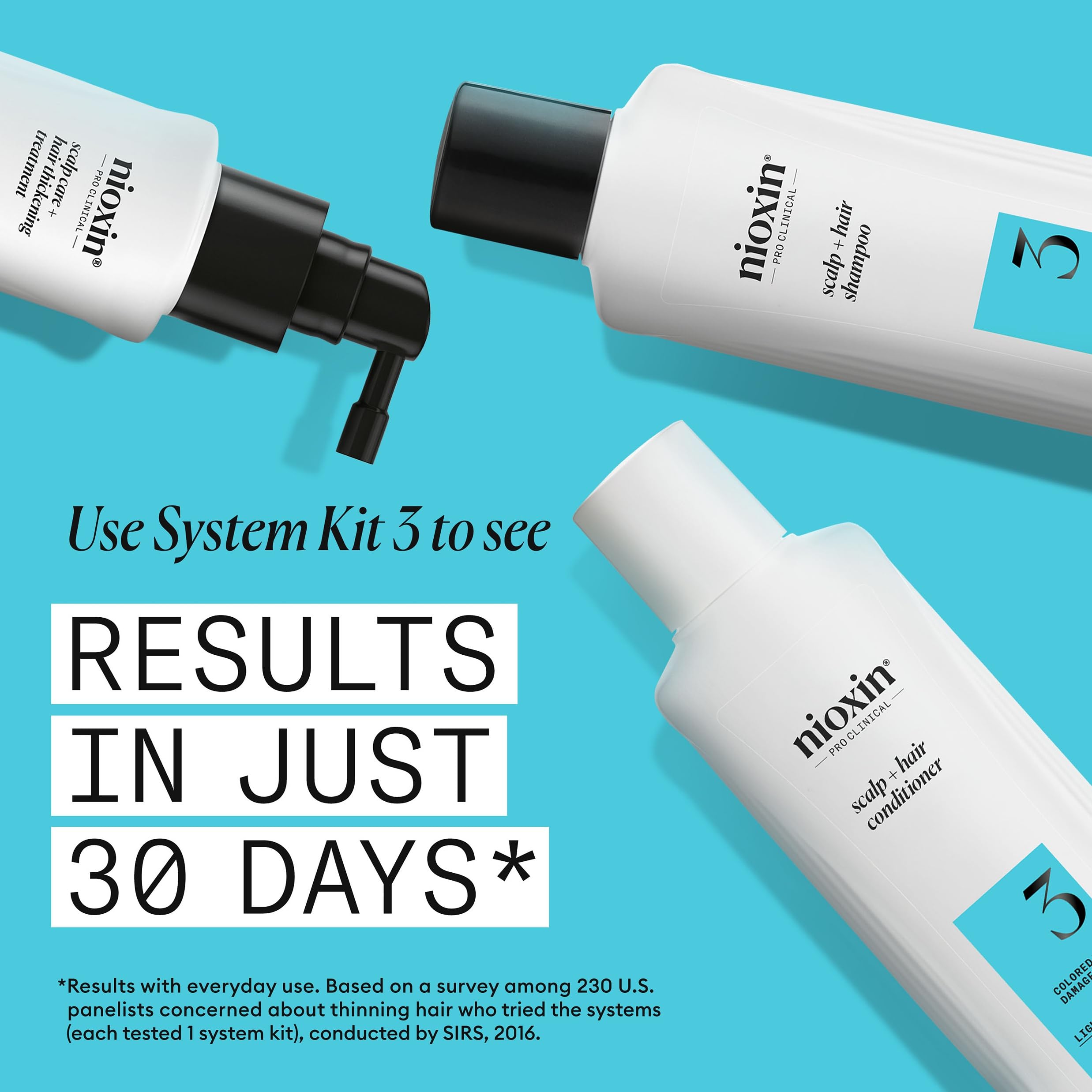 Application of Nioxin System 3 to the scalp using fingertips showing targeted nourishment benefit
