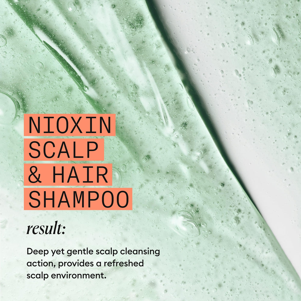 Nioxin before and after styled hair showing fuller appearance