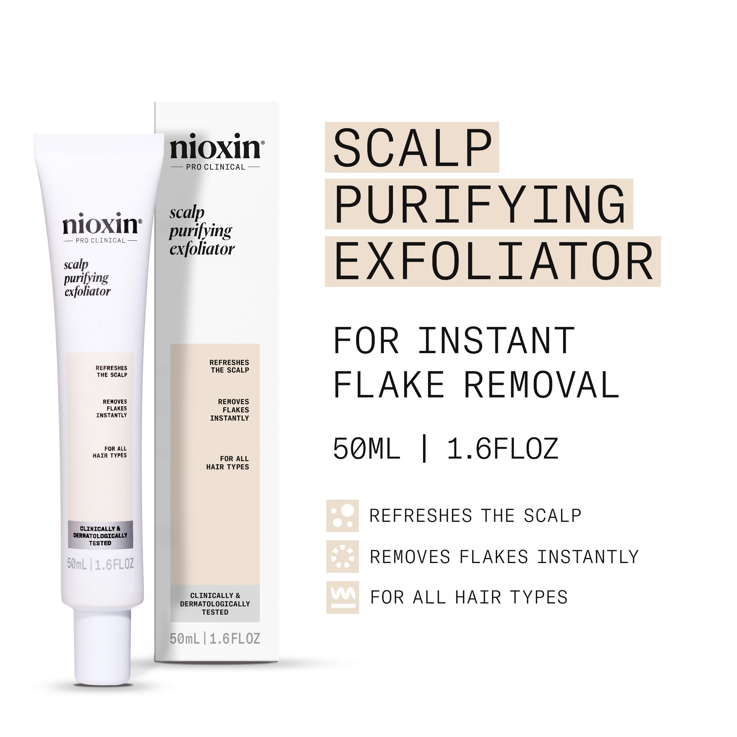 NIOXIN close-up texture showing exfoliating granules for effective cleansing