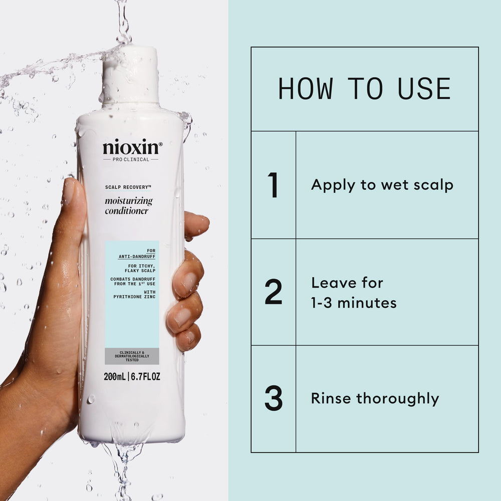 Nioxin bottle in shower scene showing easy in-routine use